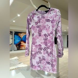 H:OURS size small violet/purple/pink long sleeved full sequin dress NWT